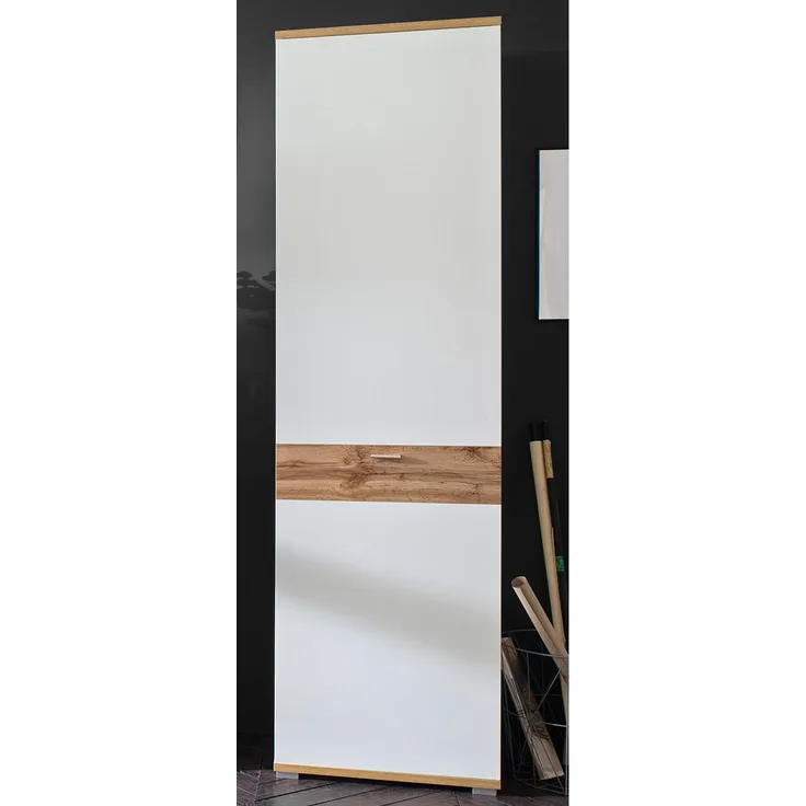Garderobenschrank >Clayborn< in Weiß aus Metall - 58x205x40cm (BxHxT)
