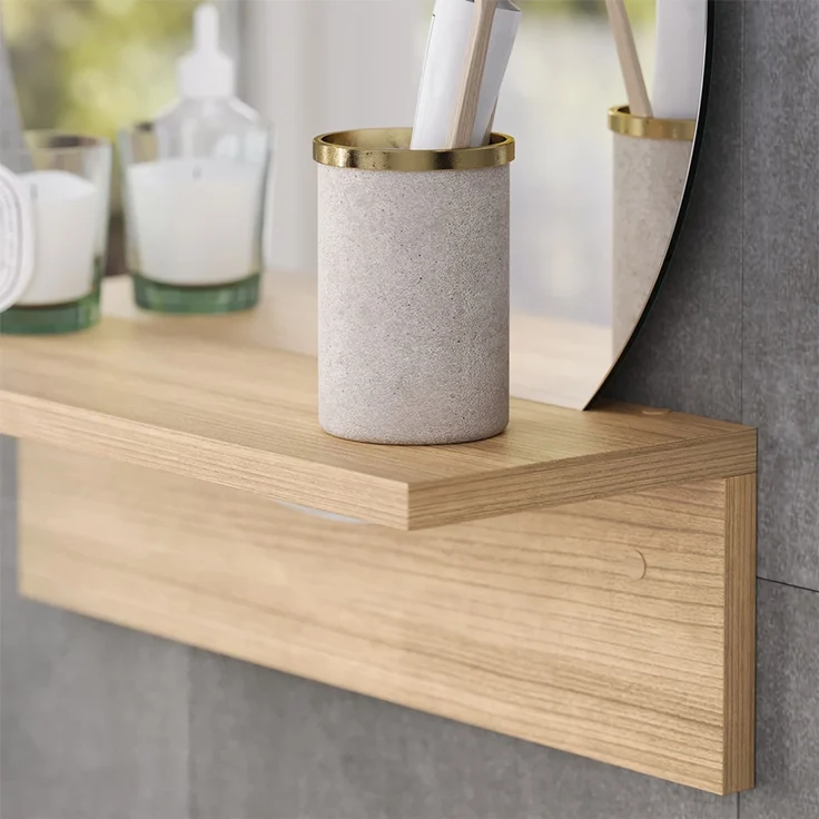 Badezimmerspiegel Elyra Goldkraft Eiche 40 x 47.5 cm mit Ablage Vicco – Bild 4