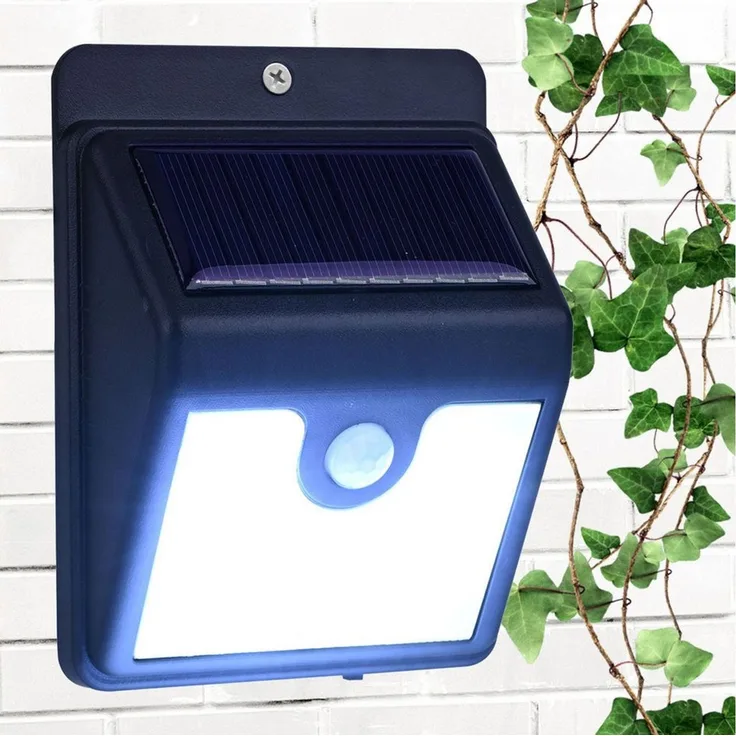 Casativo LED Solarleuchte LED-Solar-Wandstrahler mit Bewegungssensor, IP44 Aussenleuchte, 4 SMD-LEDs mit jeweils 0,2 W, insgesamt 50 Lumen