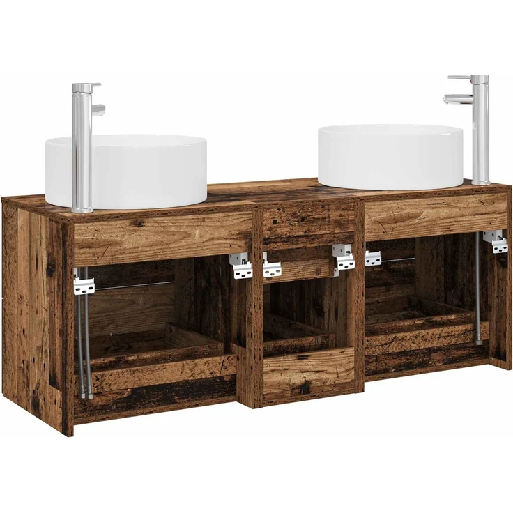 vidaXL Badezimmerschrank-Set 3 stk. Altholz 129 x 44,5 x 80 cm 3405961 – Bild 7