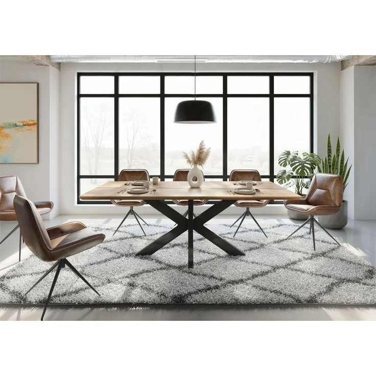 Esstisch Mango 200x100x74 natur lackiert / Epoxid schwarz, Kreuzgestell anthrazit glänzend EPOXY – Bild 4