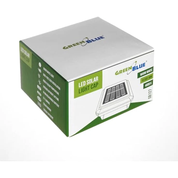 GreenBlue LED Gartenleuchte Solarmastleuchte für Zaun Outdoor geeignet, LED fest integriert, Warmweiß, solarbetriebene LED Gartenlampe für Garten und Zaun wetterfest – Bild 4
