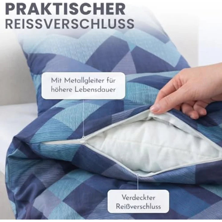 Malika Bettwäsche 2x 135x200 + 2x 80x80 cm atmungsaktiver Bettbezug, moderne Designs, Mikrofaser, 4 teilig, Für Allergiker geeignet, pflegeleicht, angenehm weicher Stoff – Bild 8