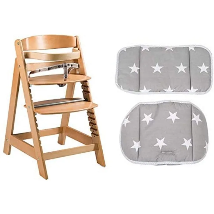 roba Treppenhochstuhl mitwachsend, Sit Up Click, Holz naturfarben, mit Sitzverkleinerer Little Stars
