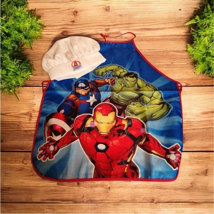 MARVEL Kochschürze Kochschürze für Kinder mit Kochmütze, Marvel Avangers – Bild 3