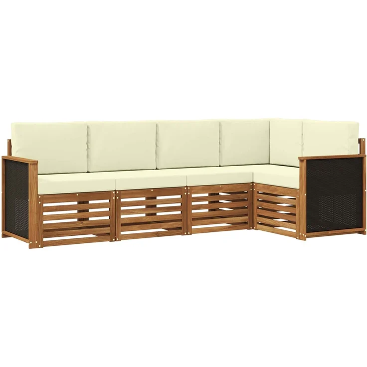 vidaXL Outdoor-Sofagarnitur 4 stk. 5-Sitzer Natur und Creme 3384341 – Bild 2