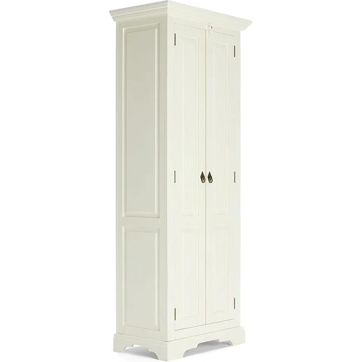 Kleiderschrank 75x190x44 cm weiß Landhaus Woodkings Catana Garderobenschrank Dielenschrank Flur-Schrank Pinie/MDF mit Türen und Stange