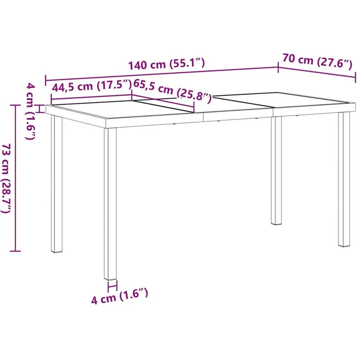 vidaXL Gartentisch Schwarz 140 x 70 x 73 cm Metall 42010313 – Bild 10