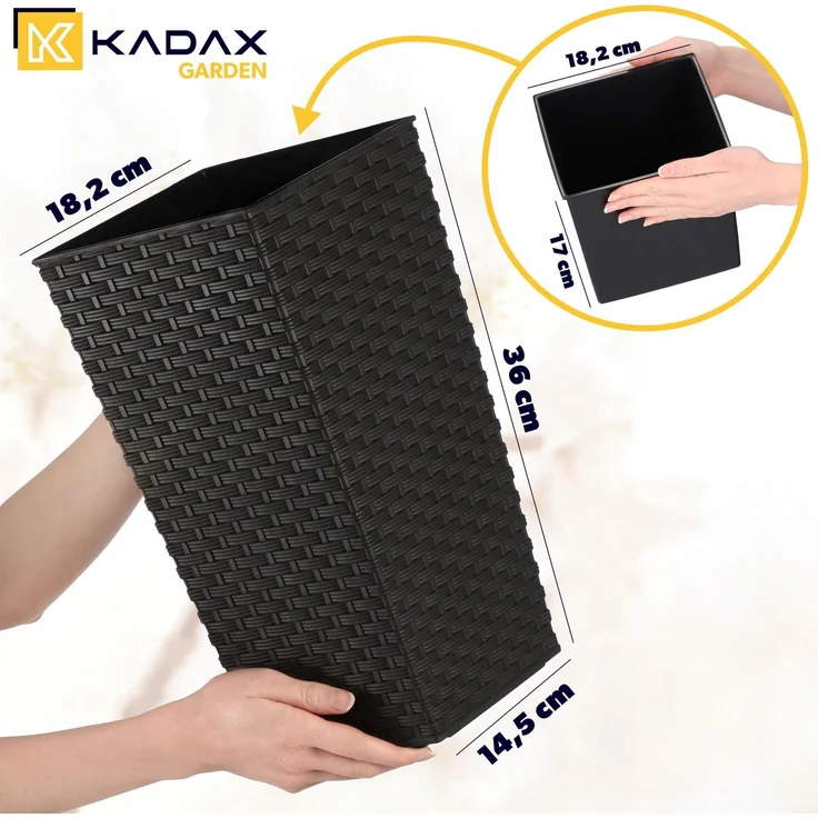 KADAX Blumentopfeinsatz 18x36cm hoch Schwarz – Bild 2
