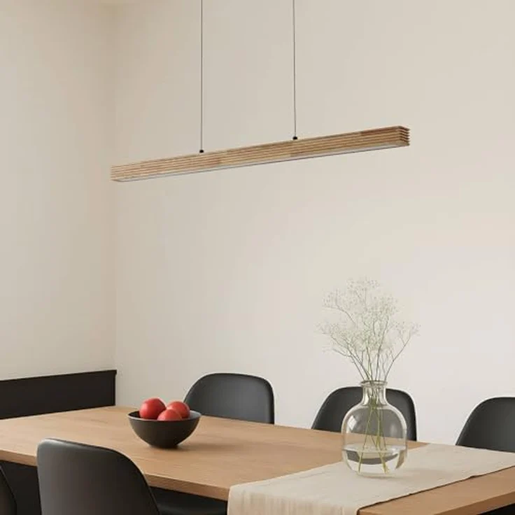 Lucande LED Pendelleuchte Emara, dimmbar, aus Holz, 1-flammig, moderne Hängeleuchte für Esszimmer und Wohnzimmer – Bild 4