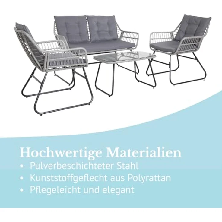 SVITA Gartenlounge-Set CAPRI, (Set, Tisch mit einem Stuhl und zwei Bänken), mit abnehmbarem Polster – Bild 4