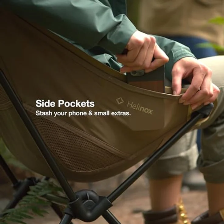 Helinox Sunset Chair | Mit seinem erweiterten Design ist Dieser Stuhl möglicherweise die ultimative Kombination aus Verstaubarkeit, Komfort und Unterstützung (Black + Pockets) – Bild 5