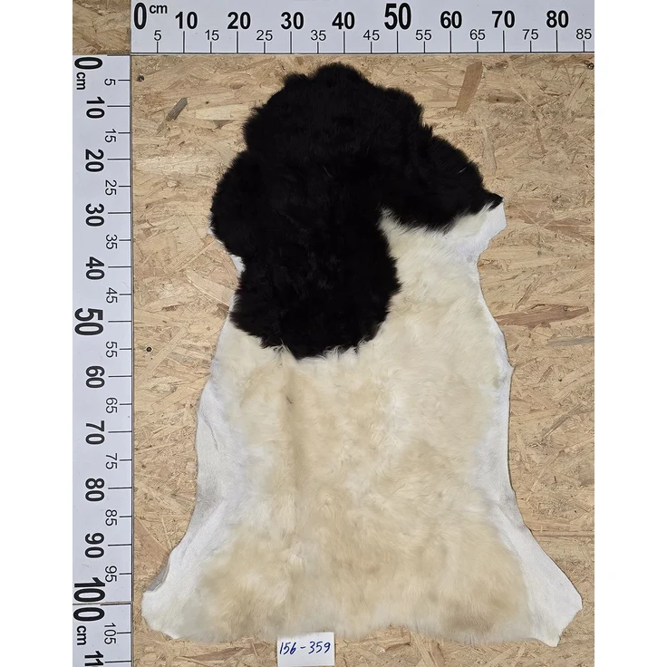 Provellus Schaffell Echt, Schwarz-Weiß, ca 108 cm, Weichflor, Öko gegerbt, Unikat 156-359, ca 108 cm, Weiß / Schwarz, ca 108 cm – Bild 2