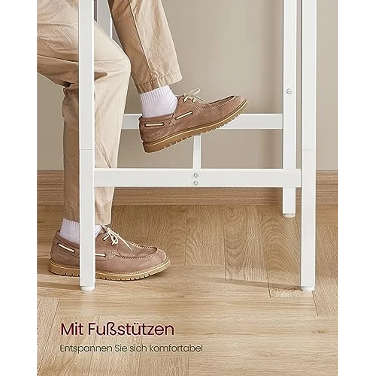 Vasagle Bartisch, Stehtisch, Küchentisch, hoch, mit Stahlgestell, 60 x 60 x 92 cm, einfache Montage, für Küche, Wohnzimmer, modern, Eichenbeige-Weiß von Songmics LBTDE025W09 – Bild 5