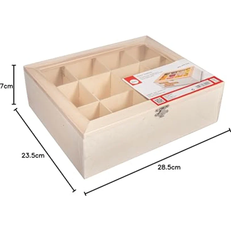 Holz Teebox, FSC 100%, 28,5x23,5x9cm, natur – Bild 5