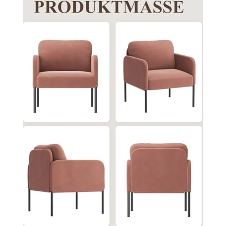 COLAMY Gepolsterter Ohrensessel aus Samt – Moderner Lounge-Sessel mit weicher Rückenlehne, Komfortabler Sessel für Wohnzimmer, Schlafzimmer, Apartment & Leseecke,Rosa – Bild 10
