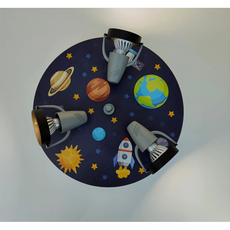 Coole Deckenlampe mit Weltall Motiv für Kinderzimmer 3 flammig schwenkbar Ø 35cm – Bild 3