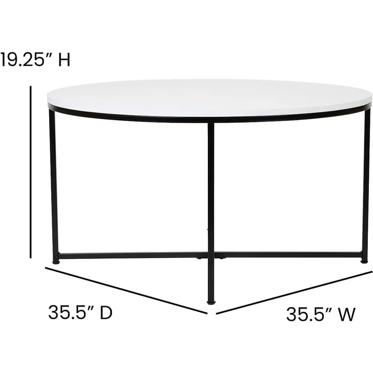 Flash Furniture Sofatisch fürs Wohnzimmer, Holzwerkstoff, weiß/mattschwarz – Bild 3