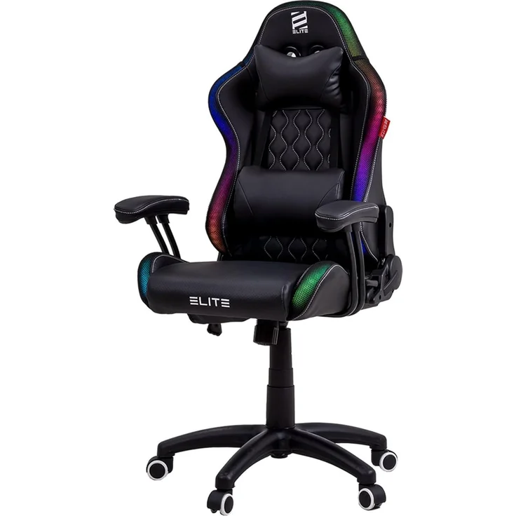 ELITE Gaming Stuhl Pulse für Kinder - Ergonomischer Bürostuhl - Schreibtischstuhl - Chefsessel - Sessel - Racing Gamingstuhl - Drehstuhl - Chair - Kunstleder (Schwarz/Weiß RGB)