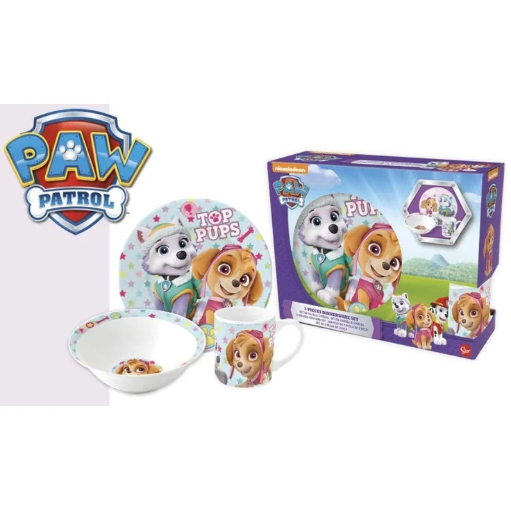 PAW PATROL Kindergeschirr-Set Paw Patrol Girl Stars Porzellan-Geschirrset, Mikrowellengeeignet, spülmaschinenfest – Bild 2