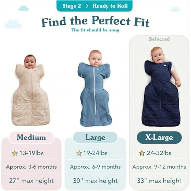 Love To Dream™ Swaddle UP™ Übergangsschlafsack, XL 11–14 kg – Weiß | Enganliegende Passform mit abnehmbaren Flügeln | 2,5 Tog für Winter & Herbst (16–20 °C) | Baumwolle, maschinenwaschbar – Bild 4