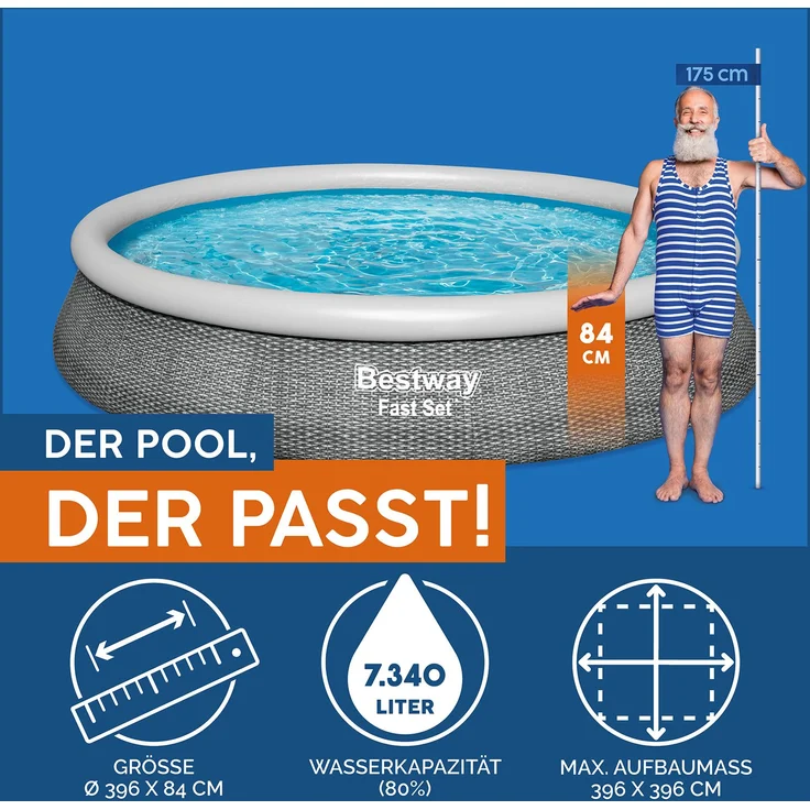 Bestway Fast Set™ Pool-Komplettset, mit Filterpumpe Ø 396x84 cm – Bild 3