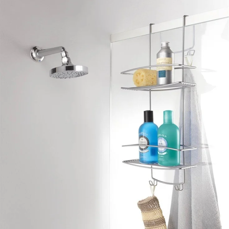 Metaltex Duschregal mit 2 Etagen und Haken Onda Silbern 443456 – Bild 2