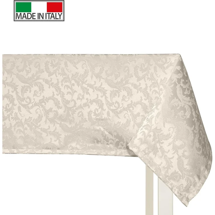 Giovanni Dolcinotti | rechteckige Tischdecke Weihnachten 140x280 cm Jacquard Damast - 12-Sitzer - 100% Made in Italy - Farbe Elfenbein – Bild 2