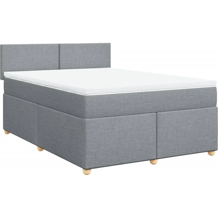 vidaXL Boxspringbett mit Matratze Hellgrau 140x190 cm Stoff 3288968 – Bild 3