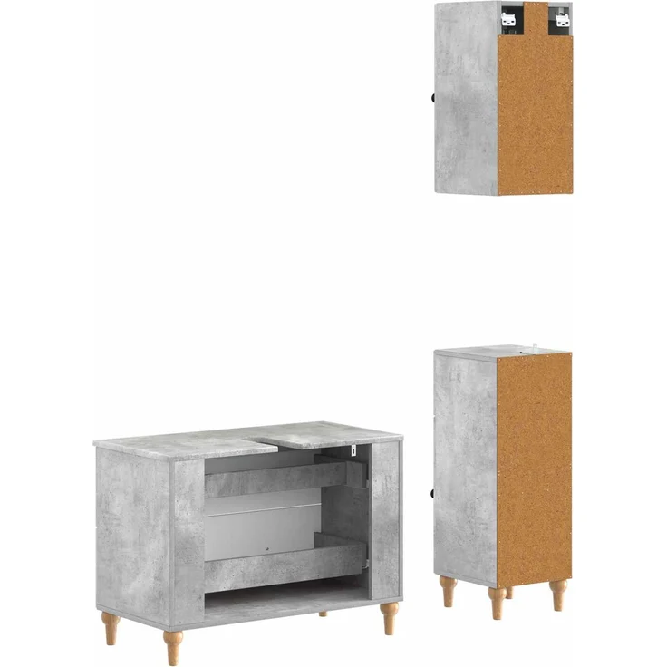 vidaXL 3-teiliges Badezimmer-Schranksystem ALKMAAR Betongrau 3417750 – Bild 6