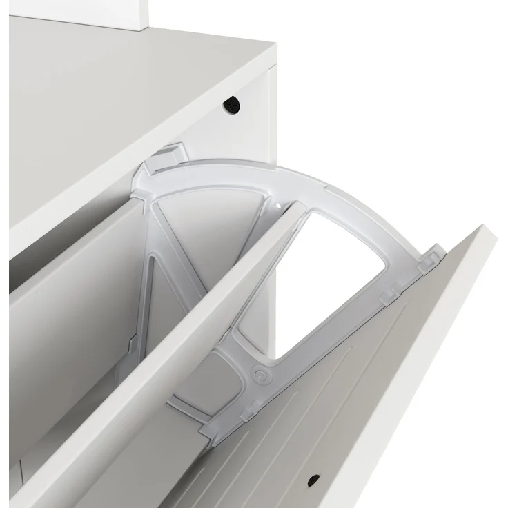 ZUBALIYA Schuhschrank (70 x 25 x 163 cm), 3 Türen, Lamellengestaltung, Aufbewahrung für Schuhe, Hausschuhe und Schuhzubehör, Weiß – Bild 15