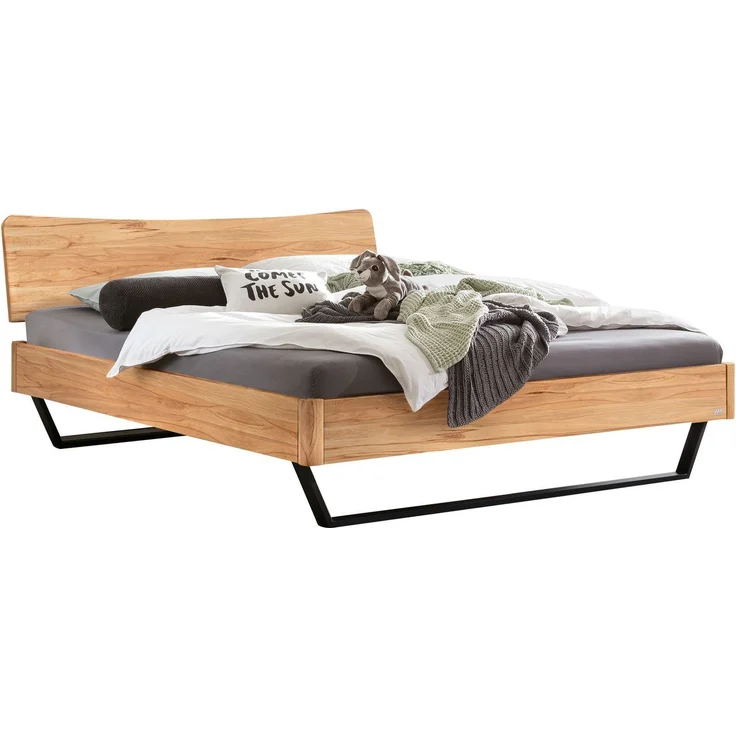 Hasena Massivholzbett Tresali Wildbuche mit Metallkufen 140x210 cm, Fußhöhe 20 cm – Lounge – Bild 1