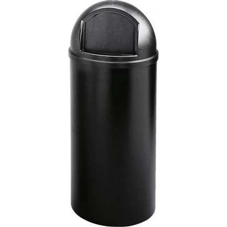Rubbermaid 15 gal Polyethylene Round Marshal Classic Trash Can - Black