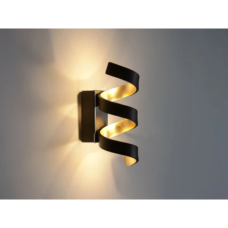Ausgefallene LED Wandleuchte HELIX Schwarz / Gold, Höhe 26cm – Bild 3