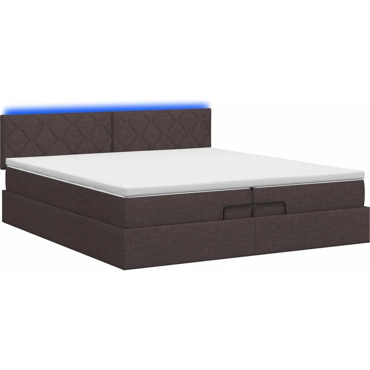 vidaXL Ottoman-Bett mit Matratze und LED Dunkelbraun 200 x 200 cm 3457019 – Bild 9