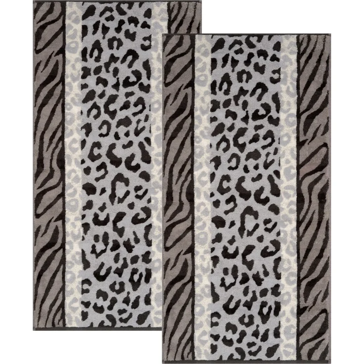 2 Stück Cawö Noblesse Animal Handtücher 1090-77 Leo Zebra grau 50x100 – Bild 2