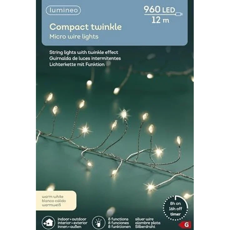 Kaemingk LED-Lichterkette Micro LED Compact Twinkle Effekt L. 1200cm 960L silber/warmes weiss – Bild 2