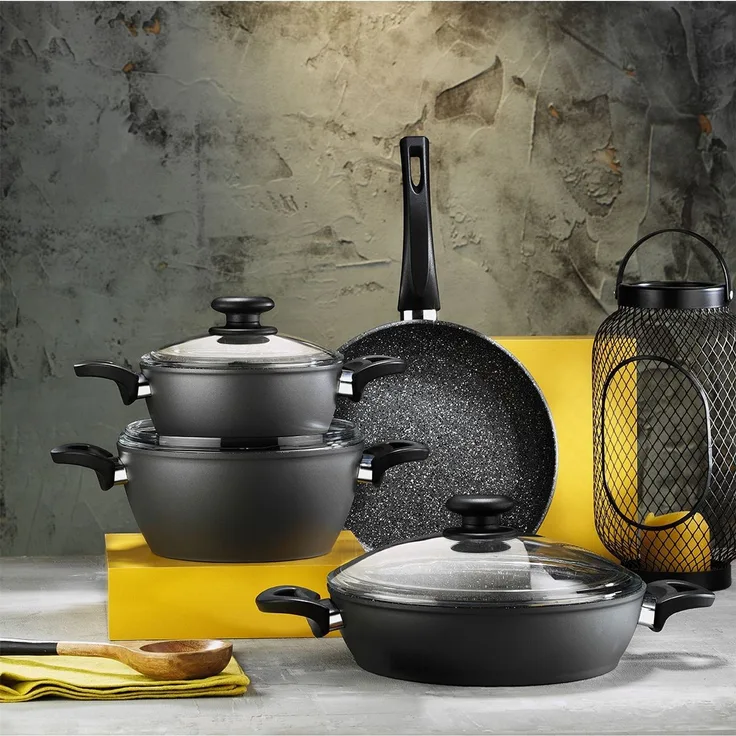 Hermia Concept '55GTS000003' Topfset (7-teilig), Schwarz, Ø 26 cm
