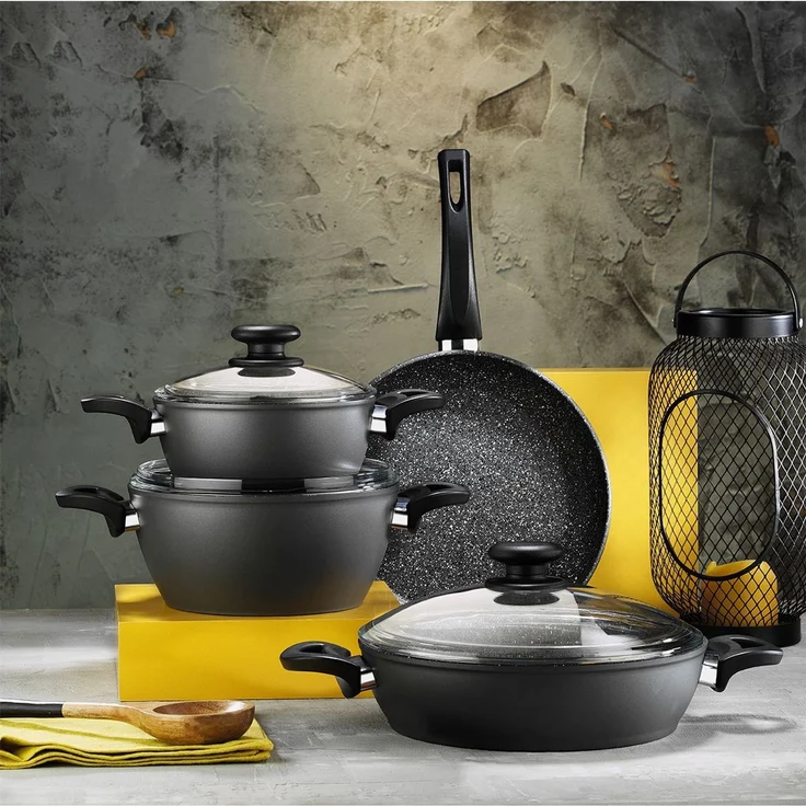 Hermia Concept '55GTS000003' Topfset (7-teilig), Schwarz, Ø 26 cm