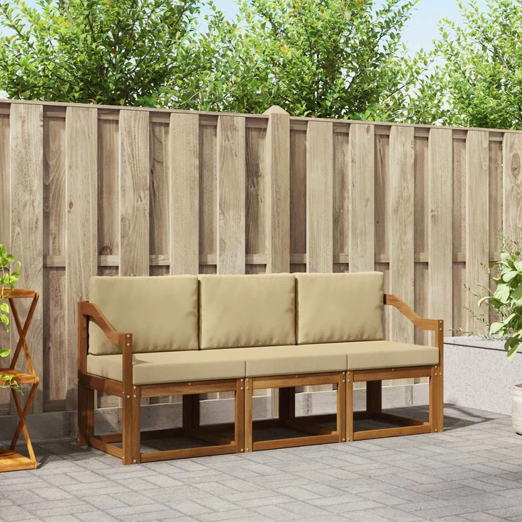 vidaXL Outdoor-Sofagarnitur 3 stk. 3-Sitzer Natur und Beige 3365956 – Bild 1