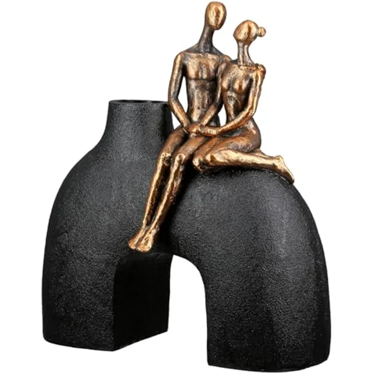 Casablanca Vase Movement, elegante Kunstharz Vase in Schwarz mit metallischer Optik, 23 cm, Menschliche Silhouetten Form