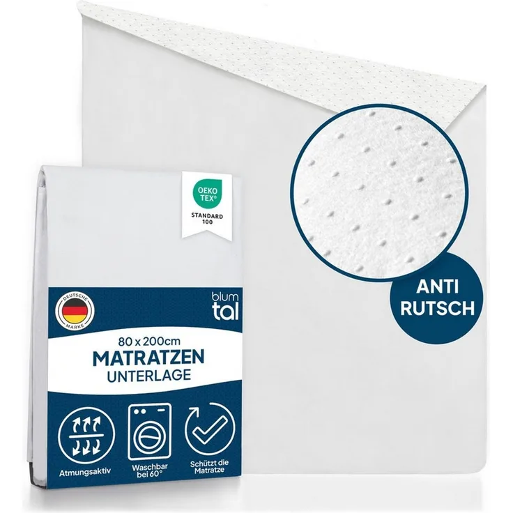 Matratzenschoner Lattenrost Auflage Oeko-TEX zertifizierter Lattenrost Matratzenschoner Blumtal, mit Anti-Rutsch-Schicht