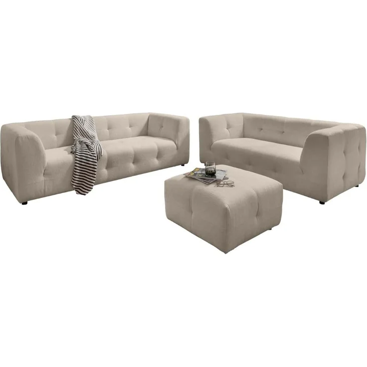 Sofa Set Velice 2,5er+2er+Hocker Benformato | Nero – Bild 5