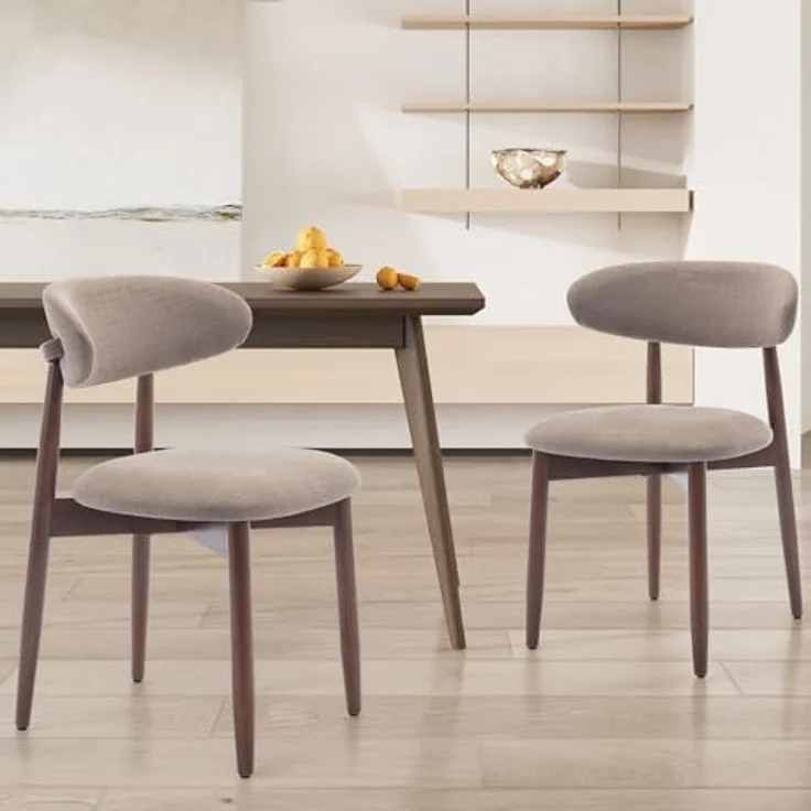 COLAMY Esszimmerstühle 2er Set, Polsternder Stühle Esszimmer mit Rückenlehne, Moderne Küchenstühle Gepolstert, Stoff Dining Chairs mit Back und Holzbeinen für Esszimmer, Küche, Restaurant, Kamel – Bild 3