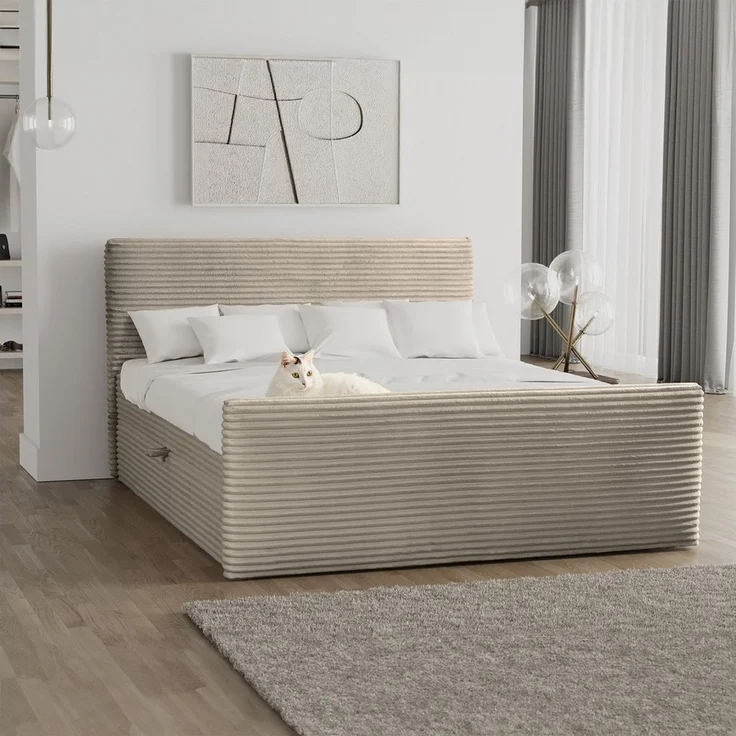 Kaiser Möbel Boxspringbett Trento mit Bettkasten, Topper und Bonellmatratze, VELO Stoff (Komplett-Set (Bettgestell, Matratze, Topper), mit Topper mit Bettkasten antibakterieller Bezug einfache Montage – Bild 5