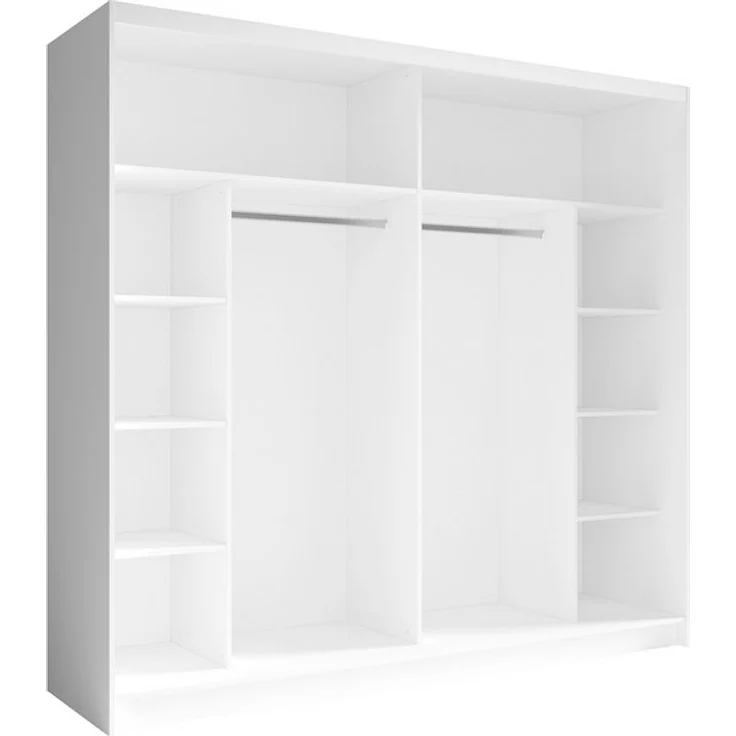 Lomadox Schlafzimmer-Set FAIDO-166, (Spar-Set, 4-tlg, Kommode Nachttische Bett Schwebetürenschrank), weiß, Kopfteil mit LED-Beleuchtung, Liegefläche 180x200cm – Bild 4