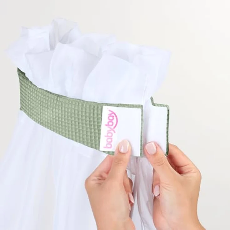 babybay Himmel Waffelpiqué mit Band passend für alle Modelle bis 96 cm Länge, jadegrün – Bild 5