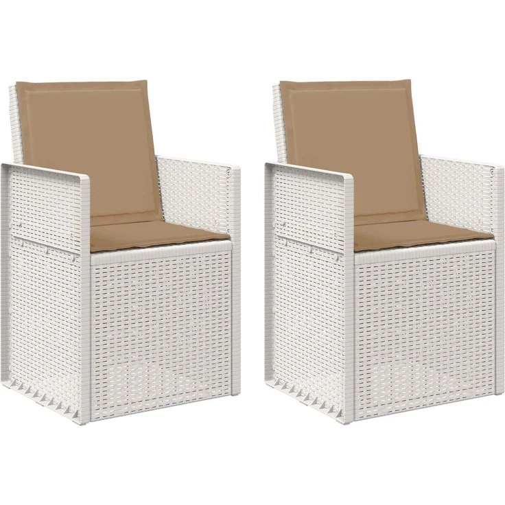 vidaXL Garten Esszimmerstühle 2 pcs Weiß und Taupe PP 8000004 – Bild 2