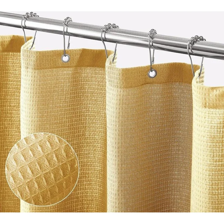 mDesign Duschvorhang Waffelmuster Luxus modern pflegeleicht senfgelb – Bild 3