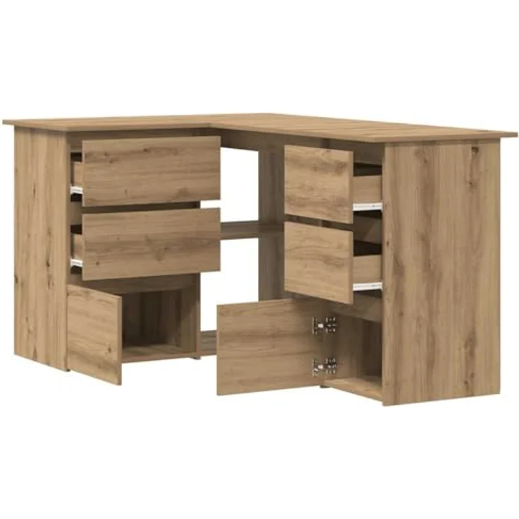 vidaXL Eckschreibtisch Artisan-Eiche 145x100x76 cm Holzwerkstoff 855963 – Bild 6
